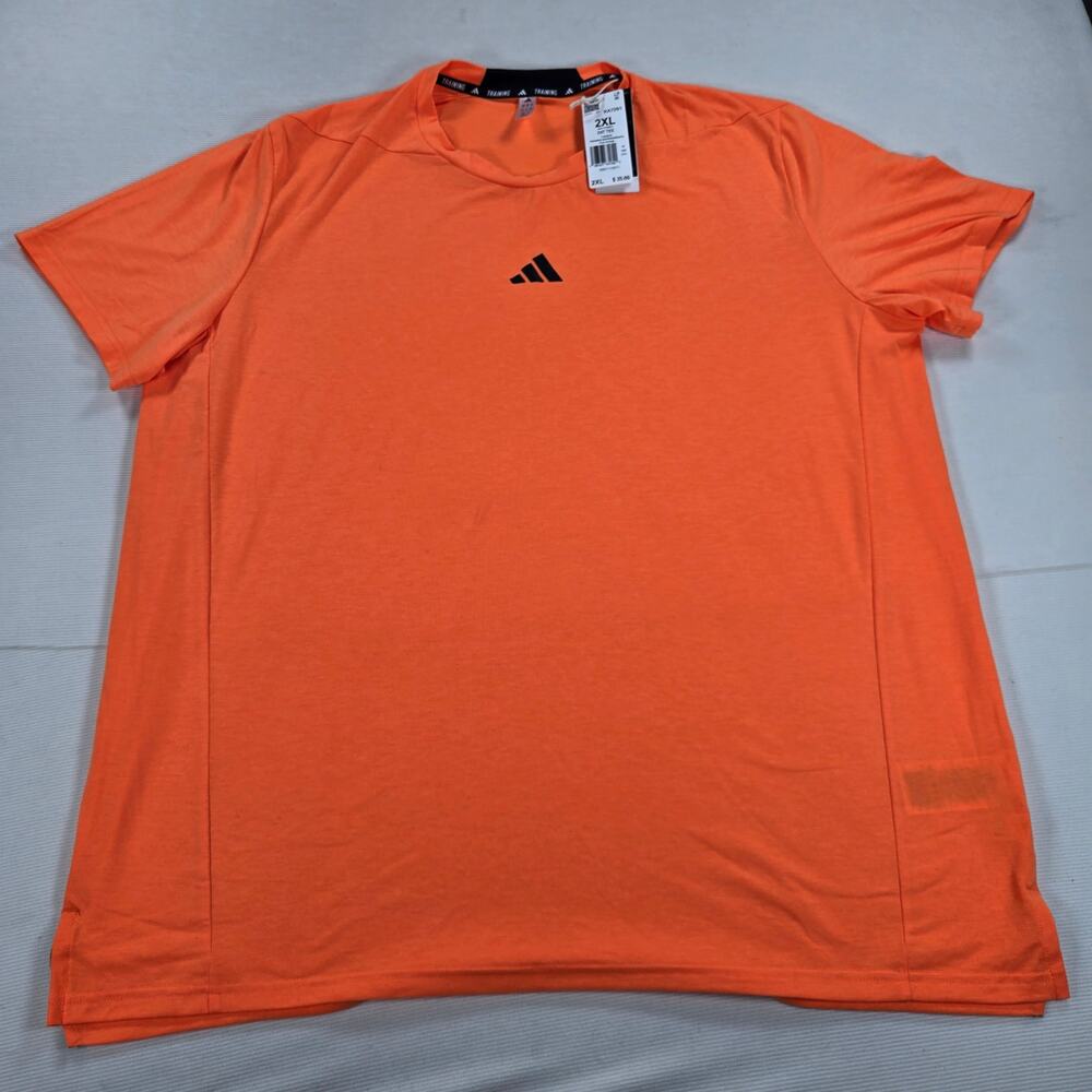 NWT Adidas Designed for Training Pure Orange Workout Tee Men's Size 2XL